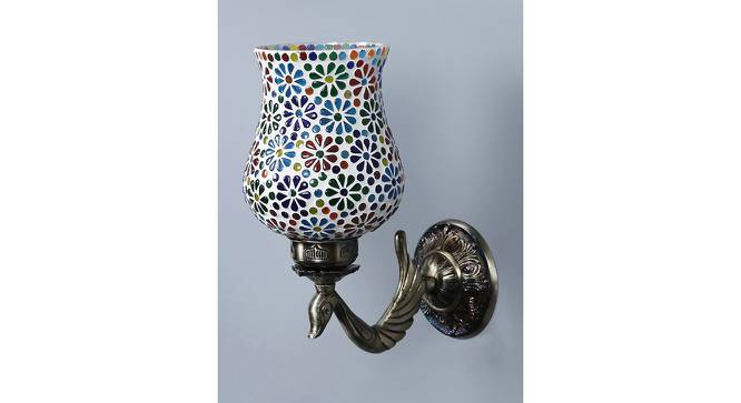 Barbie Antique Metal Peacock Wall Lamp With Multicolor Mosaic Glass by Urban Ladder - Front View Design 1 - 738191