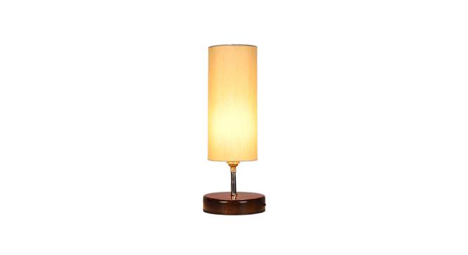Wayne Off-White Cotton Table Lamp With Brown Wood Base (White) by Urban Ladder - Design 1 Side View - 738219