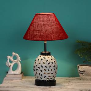devansh Emory Maroon Jute Glass Table lamp with Iron Base-picture-19