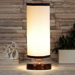 Sienna White And Black Cotton Table Lamp With Brown Wood Base-image-26
