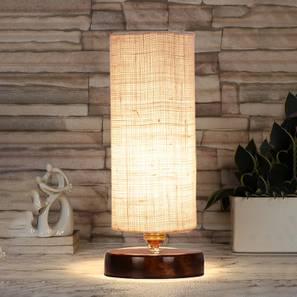 devansh Urie White Jute table lamp with brown wood base-picture-19