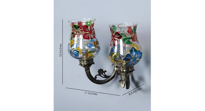 Hamlet Antique Metal Double Wall Mounted Lamp With Multicolor Mosaic Glass by Urban Ladder - Design 1 Dimension - 738264