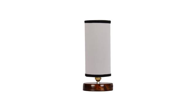 Sienna White And Black Cotton Table Lamp With Brown Wood Base by Urban Ladder - Front View Design 1 - 738280