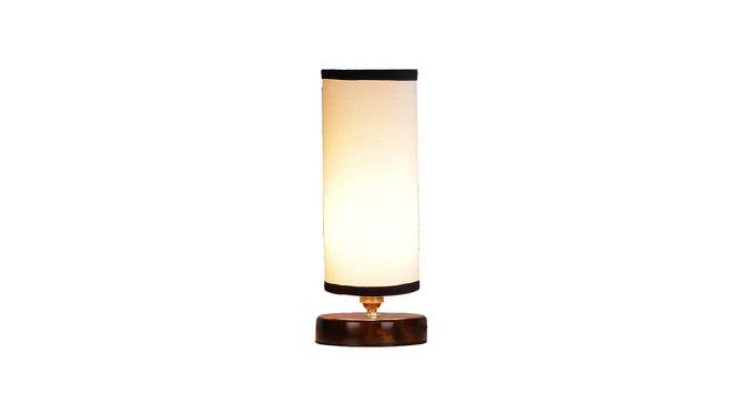 Sienna White And Black Cotton Table Lamp With Brown Wood Base by Urban Ladder - Design 1 Side View - 738291