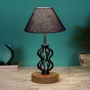 Makayla Blue Jute Table Lamp With Wood And Iron Base-image-11