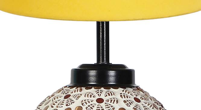 Heaven Yellow Cotton Glass Table Lamp With Iron Base (Yellow) by Urban Ladder - Ground View Design 1 - 738316