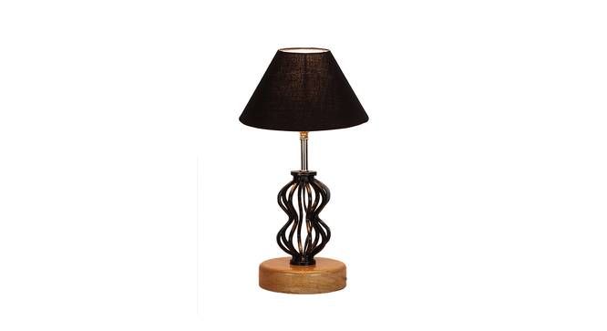 Logan Black Cotton Table Lamp With Wood And Iron Base (Black) by Urban Ladder - Design 1 Side View - 738355