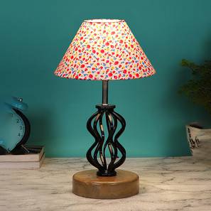 devansh Amina Multicolor Cotton Table Lamp With Wood And Iron Base-picture-12
