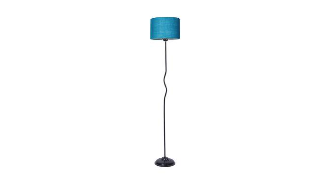 Lola Turquoise Blue Jute Shade With Iron Floor Lamp (Blue) by Urban Ladder - Front View Design 1 - 738437