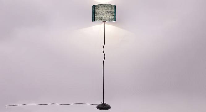 Lola Turquoise Blue Jute Shade With Iron Floor Lamp (Blue) by Urban Ladder - Design 1 Side View - 738479