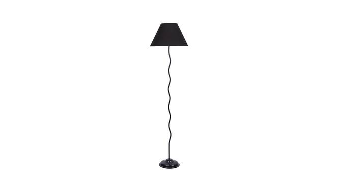 Harley Zig Zag Iron Floor Lamp With Cotton Conical Black Shade (Black) by Urban Ladder - Front View Design 1 - 738494