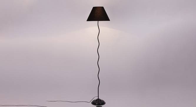 Harley Zig Zag Iron Floor Lamp With Cotton Conical Black Shade (Black) by Urban Ladder - Design 1 Side View - 738551