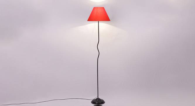 Rebel Orange Cotton Shade With Iron Floor Lamp (Orange) by Urban Ladder - Design 1 Side View - 738561