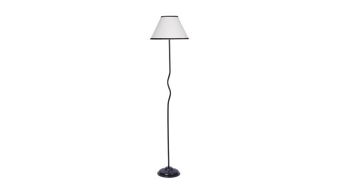 Rowan White & Black Cotton Shade With Iron Floor Lamp by Urban Ladder - Front View Design 1 - 738582