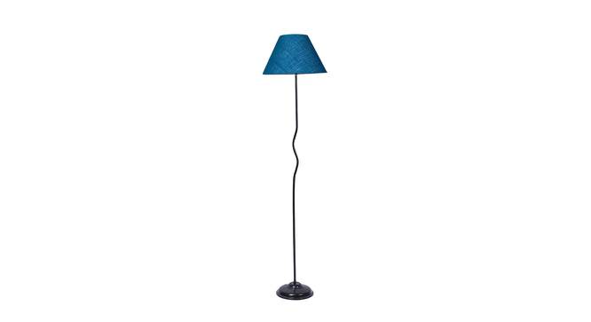 Stevie Turquoise Blue Jute Shade With Iron Floor Lamp (Blue) by Urban Ladder - Front View Design 1 - 738585