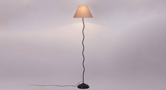 Isla Zig Zag Iron Floor Lamp With Cotton Conical Grey Shade (Grey) by Urban Ladder - Design 1 Side View - 738625