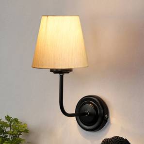 Lighting In Kolkata Design Otto Off White Cotton Wall Mounted Lamp With Iron Base (White)