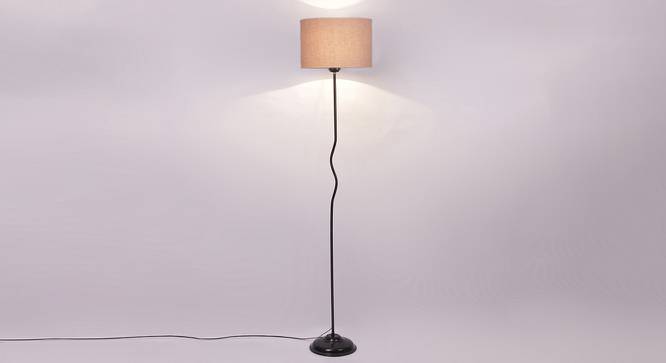Mila Grey Cotton Shade With Iron Floor Lamp (Grey) by Urban Ladder - Design 1 Side View - 738640