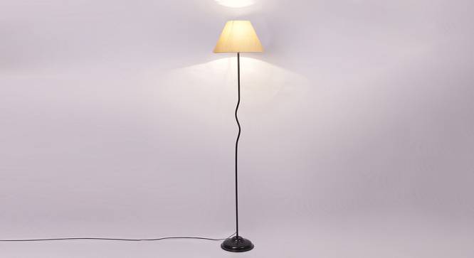 Poppy Off-White Cotton Shade With Iron Floor Lamp (White) by Urban Ladder - Design 1 Side View - 738641