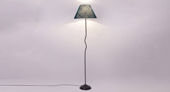 Stevie Turquoise Blue Jute Shade With Iron Floor Lamp (Blue) by Urban Ladder - Design 1 Side View - 738649