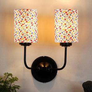 Eddison Dual Multicolor cotton shade wall mounted lamp with iron base-image-49