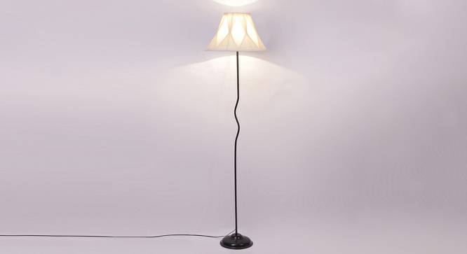 Tallulah Off-White Cotton Shade With Iron Floor Lamp (White) by Urban Ladder - Design 1 Side View - 738778