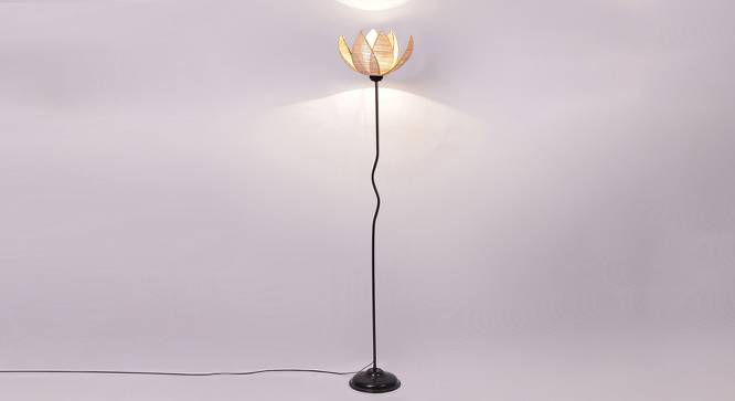 Tatum Beige Bamboo Shade With Iron Floor Lamp (Beige) by Urban Ladder - Design 1 Side View - 738781