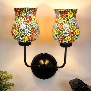 Wolfred Dual Multicolor Mosaic Glass Wall Mounted Lamp with Iron Base-image-3