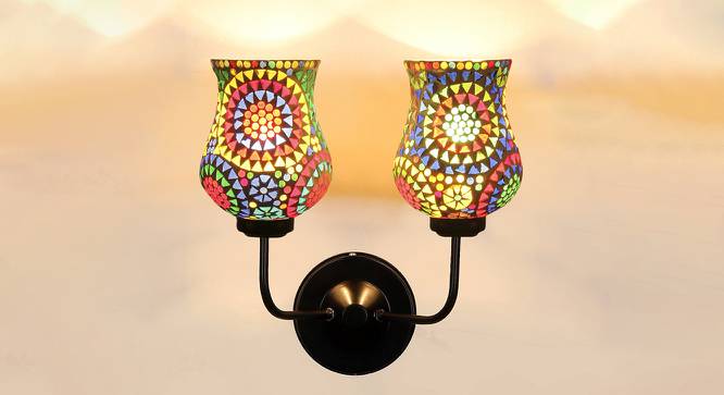 Brooke Dual Multicolor Mosaic Glass Wall Mounted Lamp with Iron Base by Urban Ladder - Design 1 Side View - 738969