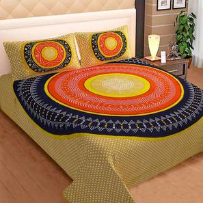 Collections New In Basar Design Multicoloured Traditional 300 TC Cotton King Size Bedsheet with 2 Pillow Covers