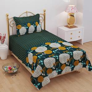 Collections New In Basar Design Multicoloured Floral 250 TC Cotton Single Size Bedsheet with 1 Pillow Covers