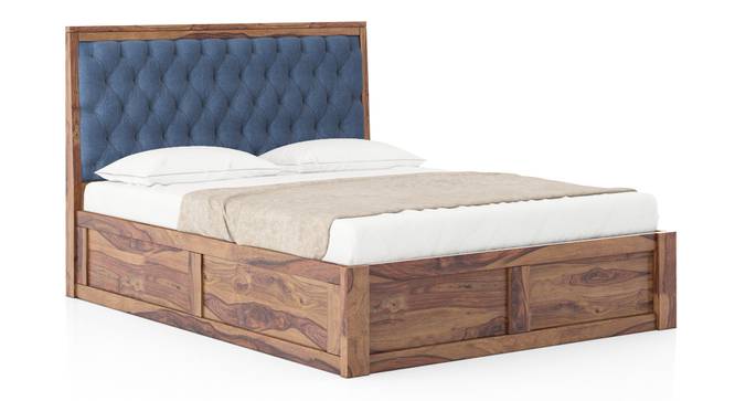 Avon Solid Wood Box Storage Bed (Teak Finish, King Bed Size, Lapis Blue) by Urban Ladder - Side View - 