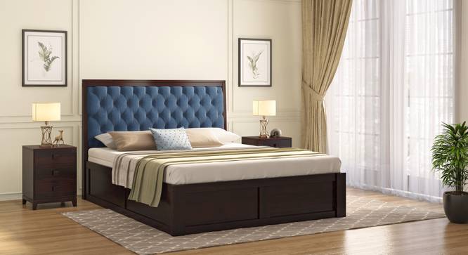 Avon Solid Wood Box Storage Bed (Mahogany Finish, King Bed Size, Lapis Blue) by Urban Ladder - Front View - 