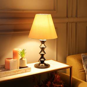 Lighting In Ghaziabad Design Oveta Pale Yellow Table Lamp with Metal Base (White)