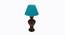 Campbell Teal Table Lamp with Wooden Base (Blue) by Urban Ladder - Front View Design 1 - 739974