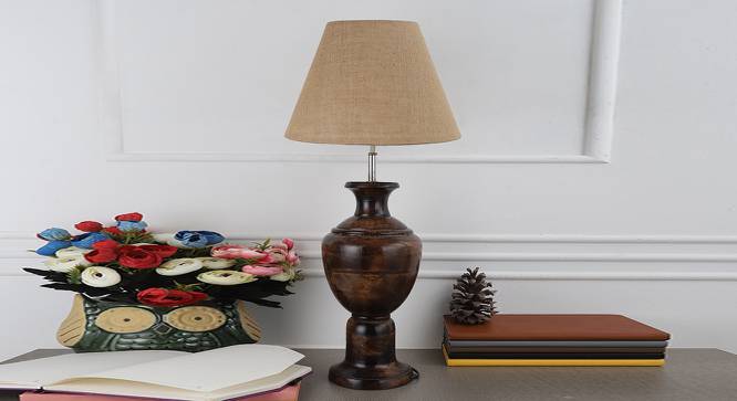 Chisholm Jute Table Lamp with Wooden Base (Brown) by Urban Ladder - Front View Design 1 - 739976