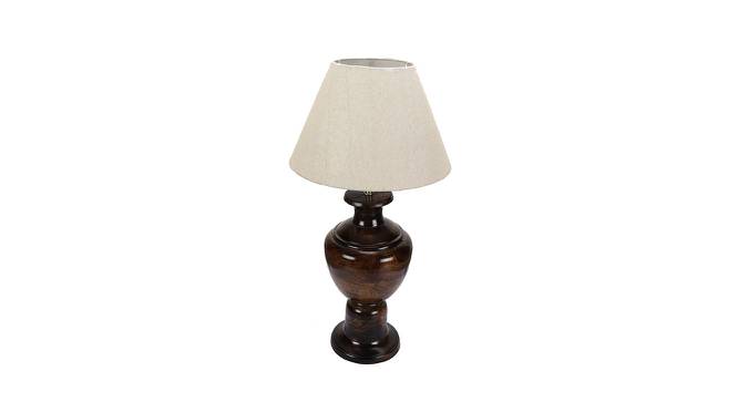 Clyde Khadi Table Lamp with Wooden Base (Beige) by Urban Ladder - Front View Design 1 - 739978