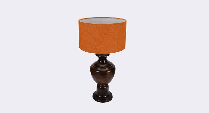 Elspeth Orange Texture Table Lamp with Wooden Base (Orange) by Urban Ladder - Front View Design 1 - 739981