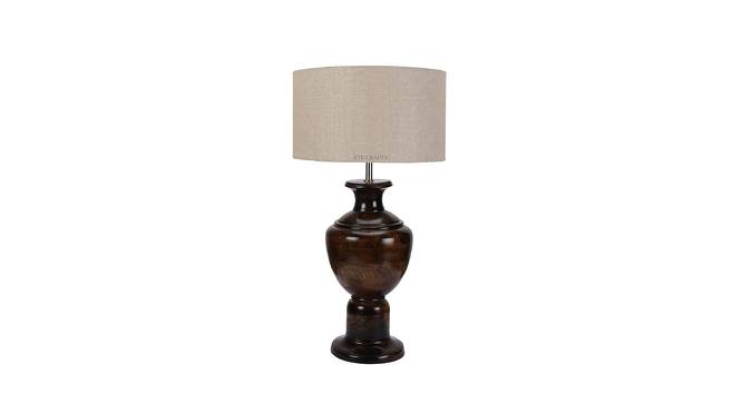 Fenella Khadi Table Lamp with Wooden Base (Beige) by Urban Ladder - Front View Design 1 - 739987