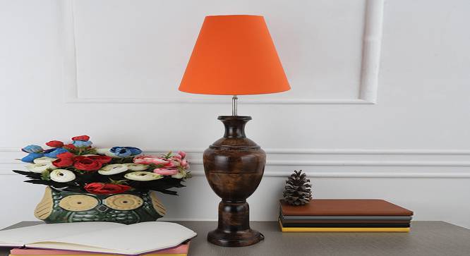 Catriona Orange Table Lamp with Wooden Base (Orange) by Urban Ladder - Design 1 Side View - 740014