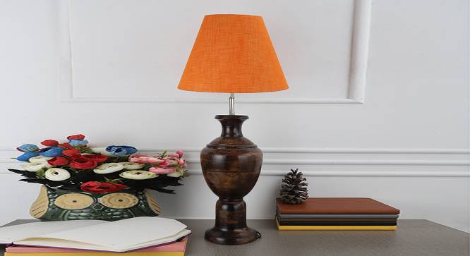 Ceilidh Orange Texture Table Lamp with Wooden Base (Orange) by Urban Ladder - Design 1 Side View - 740016
