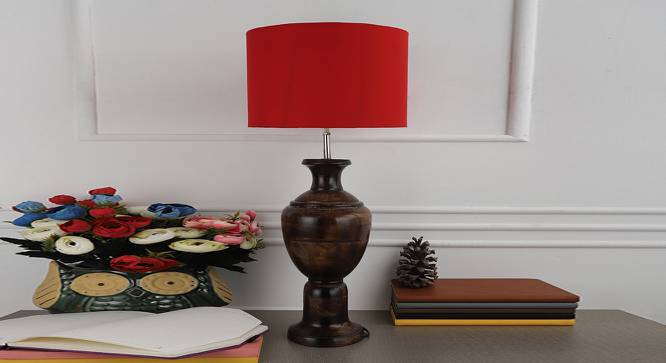Ean Red Table Lamp with Wooden Base (Red) by Urban Ladder - Design 1 Side View - 740017