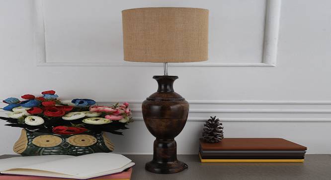 Ewan Jute Table Lamp with Wooden Base (Brown) by Urban Ladder - Design 1 Side View - 740026
