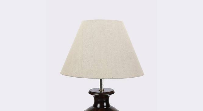 Clyde Khadi Table Lamp with Wooden Base (Beige) by Urban Ladder - Ground View Design 1 - 740040
