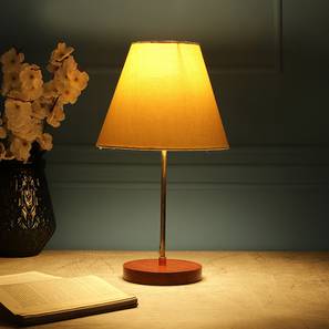 Collections New In Lucknow Design Clinton Pale Yellow Table Lamp with Alluminium Base (White)