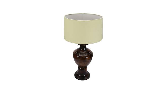 Dileas Pale Yellow Table Lamp with Wooden Base (White) by Urban Ladder - Front View Design 1 - 740117