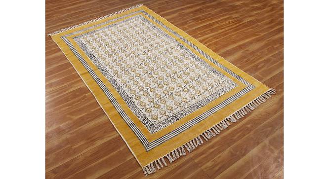 Rectangular Dhurries in Yellow JHGD-02A-4x6-Feet (Yellow, 4 x 6 Feet Carpet Size) by Urban Ladder - - 