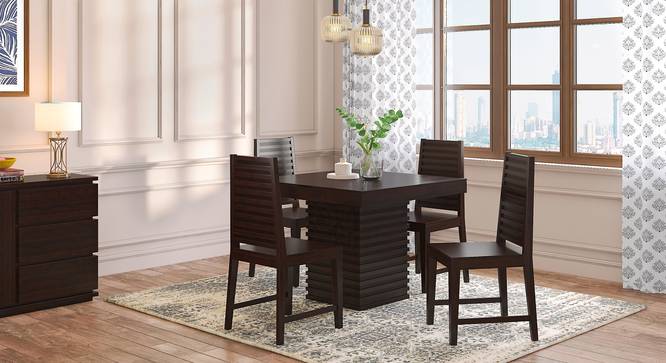 Julian Solid Wood 4 Seater Dining Set In Mahogany Finish (Mahogany Finish) by Urban Ladder - Front View - 