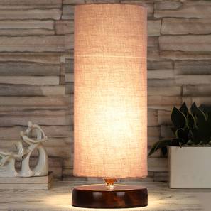 devansh Shelly Grey cotton table lamp with brown wood base-picture-19