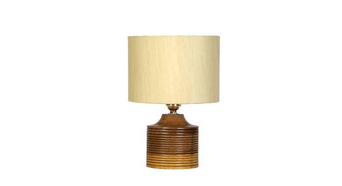 Luna Off-White Cotton Table Lamp With Natural Wood Base (White) by Urban Ladder - Front View Design 1 - 743053